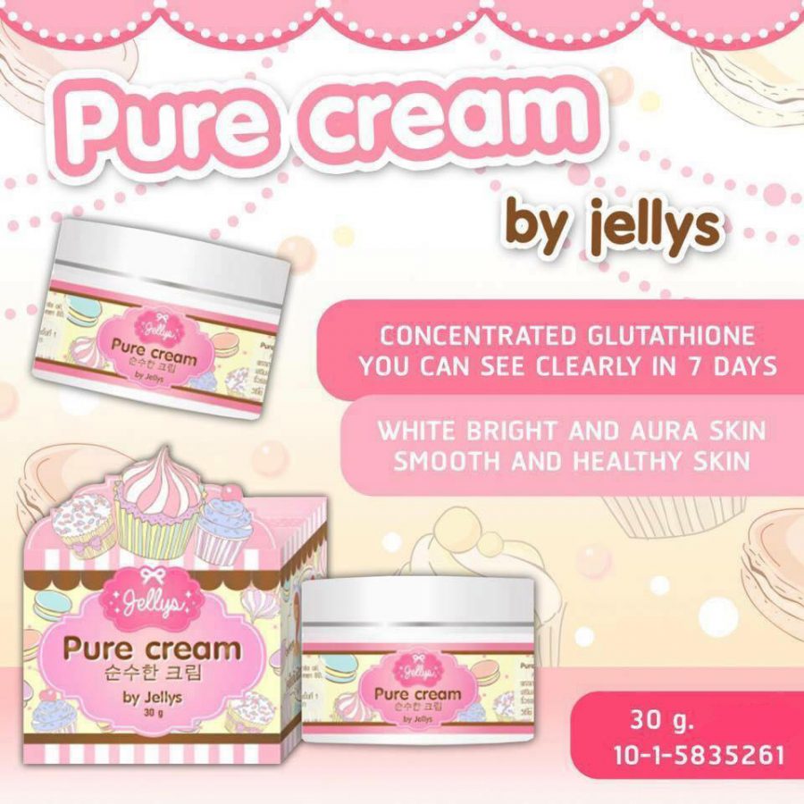 Pure Cream by Jellys Whitening Skin Smooth Radiance Anti-aging Unisex 30 g.