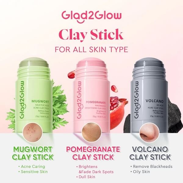 Glad2Glow Mugwort Salicylic Acid Acne Clay Stick - Image 12