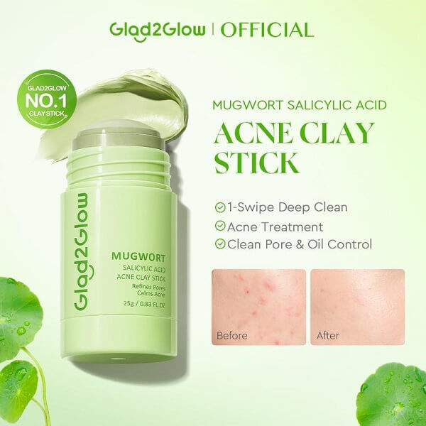 Glad2Glow Mugwort Salicylic Acid Acne Clay Stick - Image 7